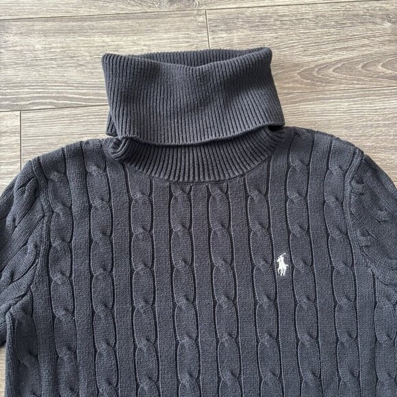 VTG Ralph Lauren Sport Turtleneck Sweater Mens M Cable Knit Pullover 90s Y2K - Picture 2 of 16